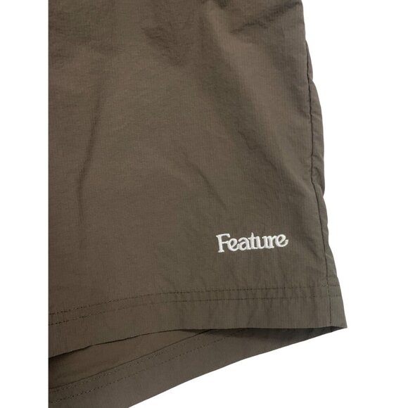 Feature Mens Brown Athletic Short Size Medium M Athleisure Training Pocket EUC - Picture 3 of 12